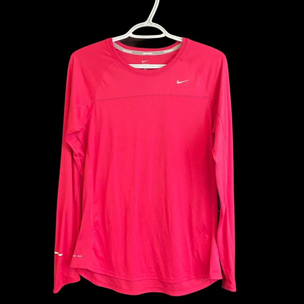 Nike dri fit pink long sleeve running tee